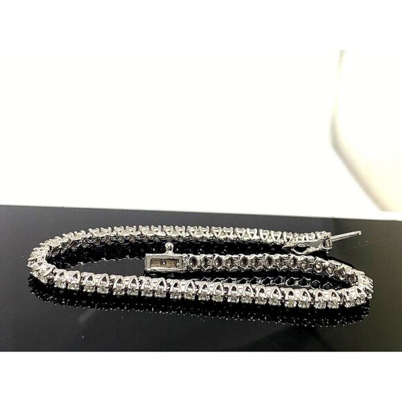 Diamond Tennis Bracelet 1.50ctw Round Cut 14k White Gold 7'' inches Long - Picture 11 of 12